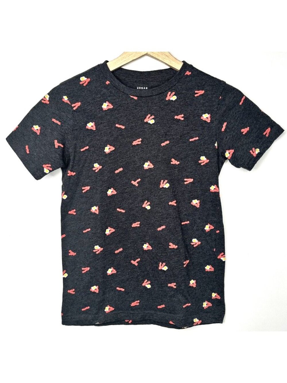 Urban Heritage Bacon And Eggs Graphic Tee Boys M 10-12 Gray All Over Print Funny